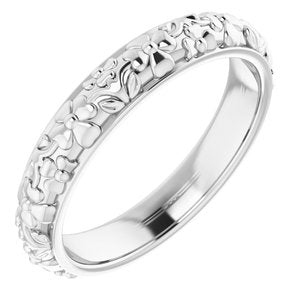 10k Yellow Or White Or Rose Gold Floral Half Round Band