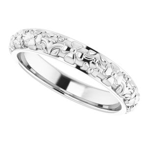 10k Yellow Or White Or Rose Gold Floral Half Round Band