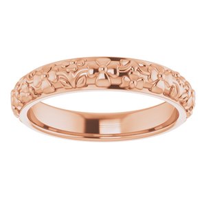10k Yellow Or White Or Rose Gold Floral Half Round Band