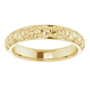 10k Yellow Or White Or Rose Gold Floral Half Round Band