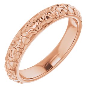 10k Yellow Or White Or Rose Gold Floral Half Round Band