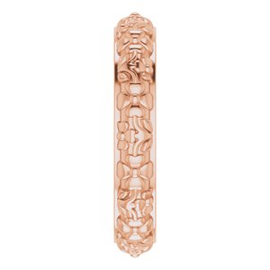 10k Yellow Or White Or Rose Gold Floral Half Round Band