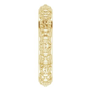 10k Yellow Or White Or Rose Gold Floral Half Round Band