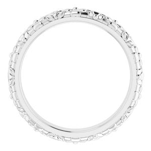 10k Yellow Or White Or Rose Gold Floral Half Round Band