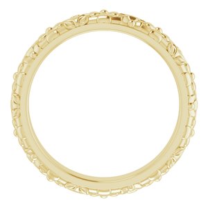 10k Yellow Or White Or Rose Gold Floral Half Round Band