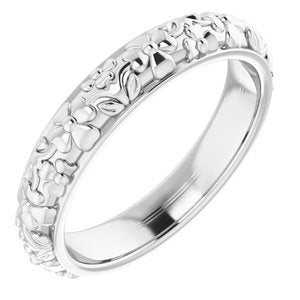 10k Yellow Or White Or Rose Gold Floral Half Round Band