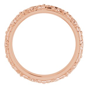 10k Yellow Or White Or Rose Gold Floral Half Round Band
