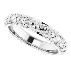 10k Yellow Or White Or Rose Gold Floral Half Round Band