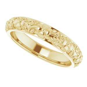 10k Yellow Or White Or Rose Gold Floral Half Round Band