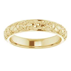 10k Yellow Or White Or Rose Gold Floral Half Round Band