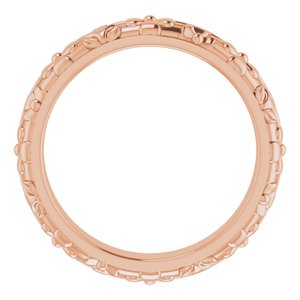 10k Yellow Or White Or Rose Gold Floral Half Round Band