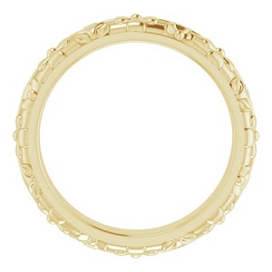 10k Yellow Or White Or Rose Gold Floral Half Round Band
