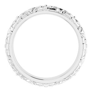 10k Yellow Or White Or Rose Gold Floral Half Round Band