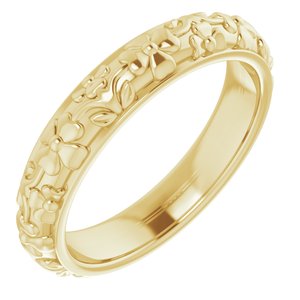 10k Yellow Or White Or Rose Gold Floral Half Round Band