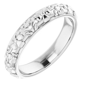 10k Yellow Or White Or Rose Gold Floral Half Round Band