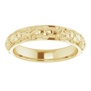 10k Yellow Or White Or Rose Gold Floral Half Round Band