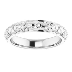 10k Yellow Or White Or Rose Gold Floral Half Round Band