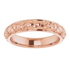 10k Yellow Or White Or Rose Gold Floral Half Round Band