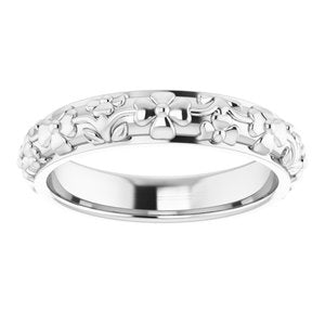 10k Yellow Or White Or Rose Gold Floral Half Round Band