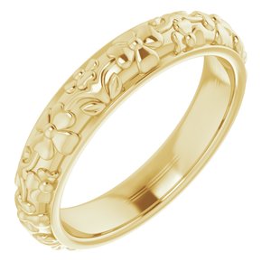 10k Yellow Or White Or Rose Gold Floral Half Round Band