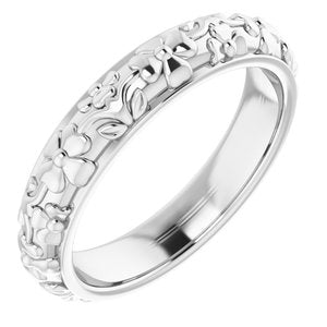 10k Yellow Or White Or Rose Gold Floral Half Round Band