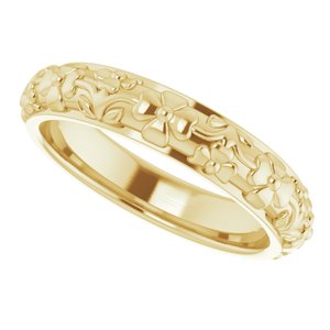 10k Yellow Or White Or Rose Gold Floral Half Round Band