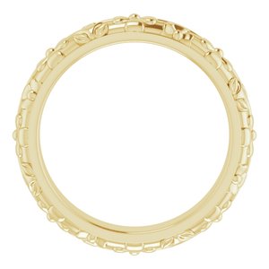 10k Yellow Or White Or Rose Gold Floral Half Round Band