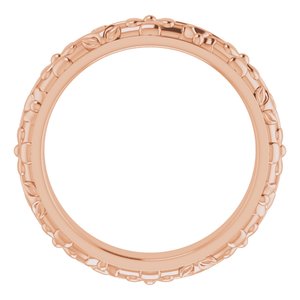 10k Yellow Or White Or Rose Gold Floral Half Round Band