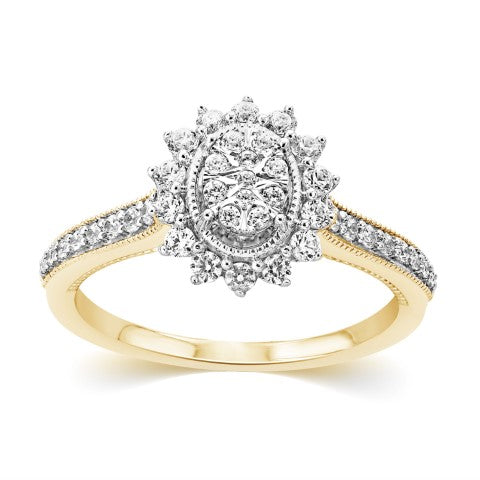 10K Yellow Gold  0.51-0.52 Cttw Diamond Ladies Ring