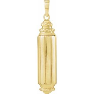 14K Yellow Gold-Plated Sterling Silver 37.3 X 8.2 Mm Polished Cylinder Ash Holder Pendant With Accessory Kit