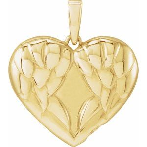 14K Yellow Gold-Plated Sterling Silver 24.5 X 20.3 Mm Polished Heart Angel Wings Ash Holder Pendant And Accessory Kit