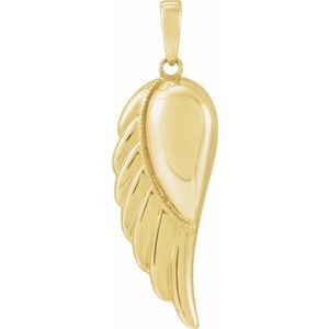 14K Yellow Gold-Plated Sterling Silver 33.5 X 11 Mm Polished Angel Wing Ash Holder Pendant And Accessory Kit