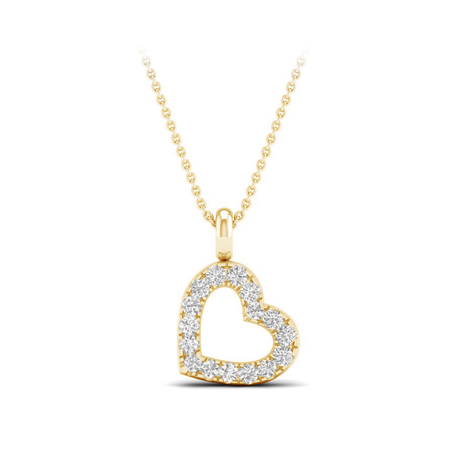 10K Yellow Gold 0.05 Cttw Diamond Heart Charm