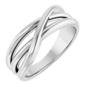 Sterling Silver Polished Criss Cross Ring Size 7