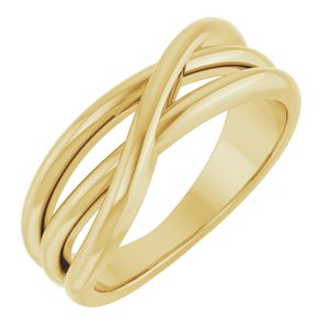 14K Yellow Gold Polished Criss Cross Ring Size 7
