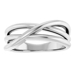 Sterling Silver Polished Criss Cross Ring Size 7