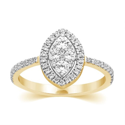 10K Yellow Gold 0.52 Cttw Diamond Ladies Ring