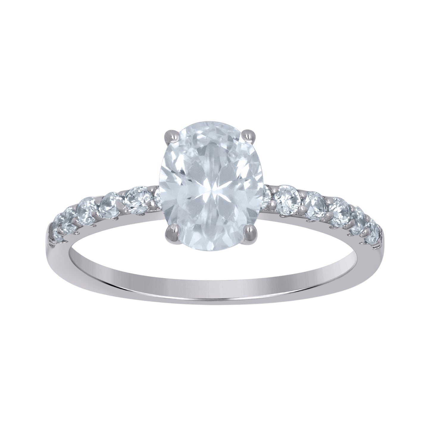 Sterling Silver Women's Oval Solitaire Cubic-Zirconia Oval Bridal Anniversary Engagement Wedding Ring