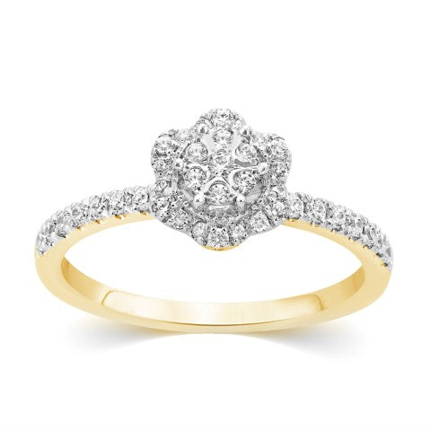 10K Yellow Gold 0.32-0.33 Cttw Diamond Ladies Ring