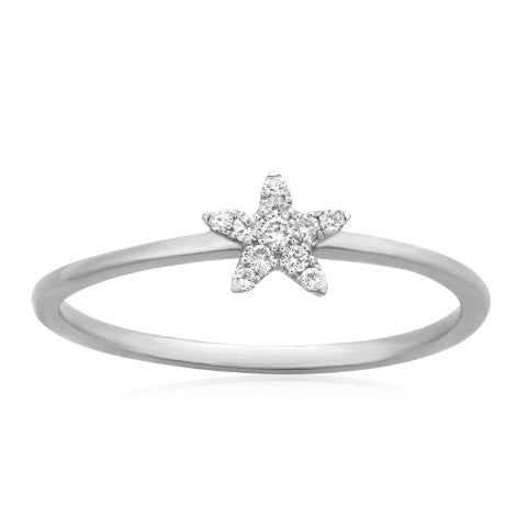 10K White Gold 0.07 Cttw Diamond Ladies "Star" Ring