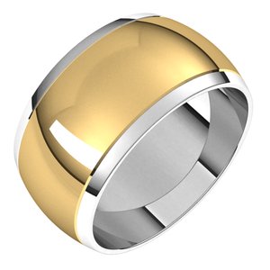 14K Yellow Or White Or Rose Gold Stepped Beveled-Edge Inlay Half Round Band