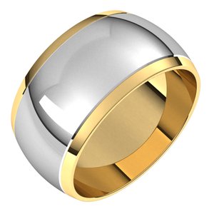 14K Yellow Or White Or Rose Gold Stepped Beveled-Edge Inlay Half Round Band