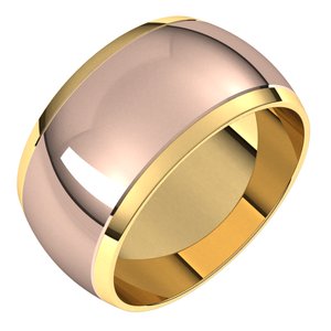 14K Yellow Or White Or Rose Gold Stepped Beveled-Edge Inlay Half Round Band