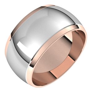 14K Yellow Or White Or Rose Gold Stepped Beveled-Edge Inlay Half Round Band