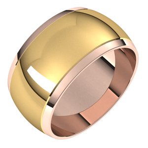 14K Yellow Or White Or Rose Gold Stepped Beveled-Edge Inlay Half Round Band
