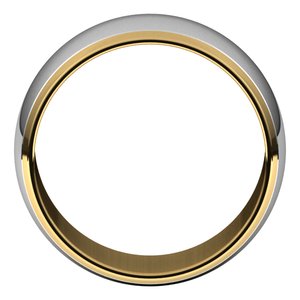 14K Yellow Or White Or Rose Gold Stepped Beveled-Edge Inlay Half Round Band