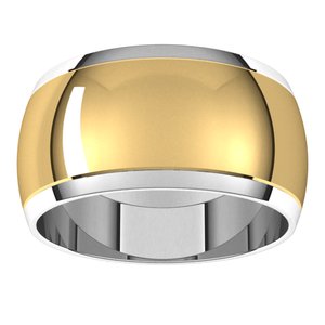 14K Yellow Or White Or Rose Gold Stepped Beveled-Edge Inlay Half Round Band