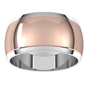 14K Yellow Or White Or Rose Gold Stepped Beveled-Edge Inlay Half Round Band