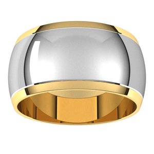 14K Yellow Or White Or Rose Gold Stepped Beveled-Edge Inlay Half Round Band