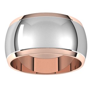 14K Yellow Or White Or Rose Gold Stepped Beveled-Edge Inlay Half Round Band